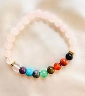7 Chakra bracelet with Rose Quartz, Red Jasper, Tiger Eye, Citrine, Green Aventurine, Lapis Lazuli, Turquoise, Amethyst